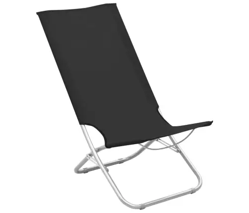 Salokāmi Pludmales Krēsli, 2 Gab., Melns Audums Vidaxl