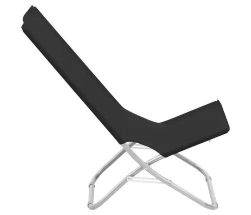 Salokāmi Pludmales Krēsli, 2 Gab., Melns Audums Vidaxl