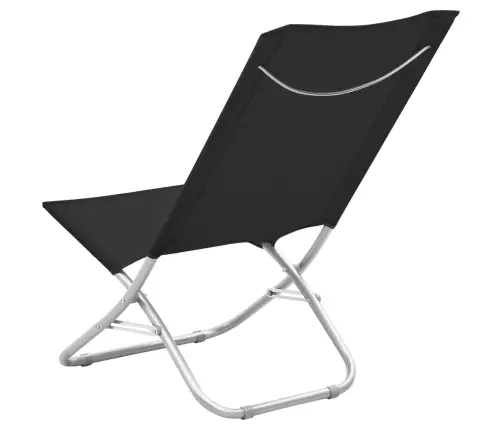 Salokāmi Pludmales Krēsli, 2 Gab., Melns Audums Vidaxl