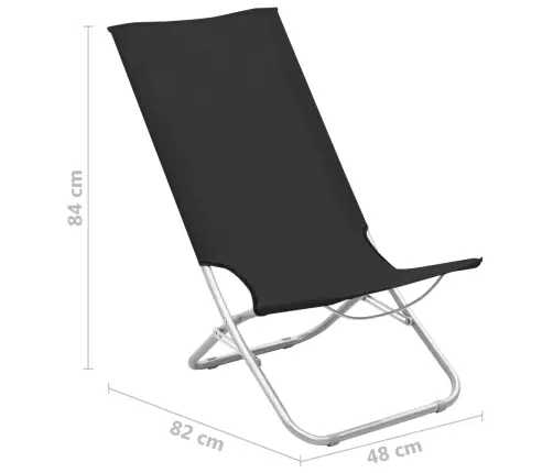 Salokāmi Pludmales Krēsli, 2 Gab., Melns Audums Vidaxl