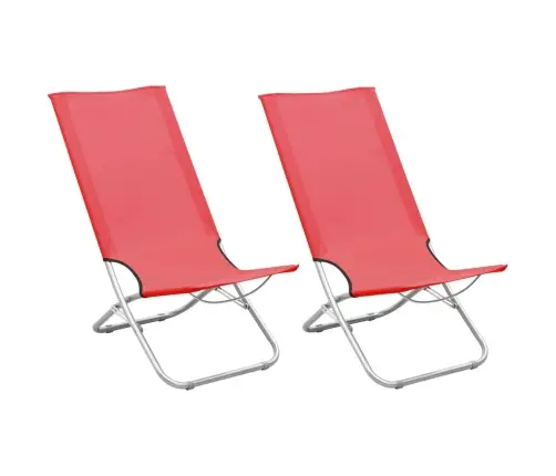 Salokāmi Pludmales Krēsli, 2 Gab., Sarkans Audums Vidaxl