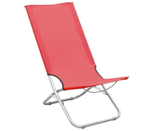 Salokāmi Pludmales Krēsli, 2 Gab., Sarkans Audums Vidaxl