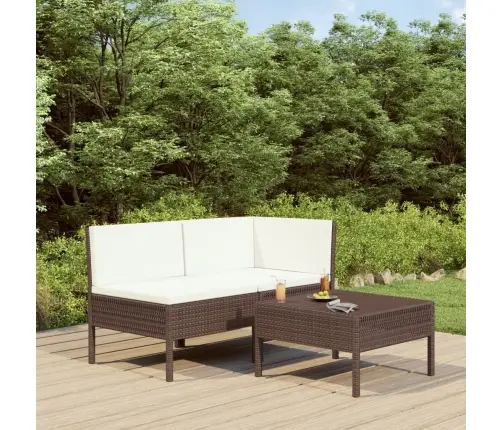 3-Daļīgs Dārza Atpūtas Mēbeļu Komplekts, Brūna Pe Rotangpalma Vidaxl