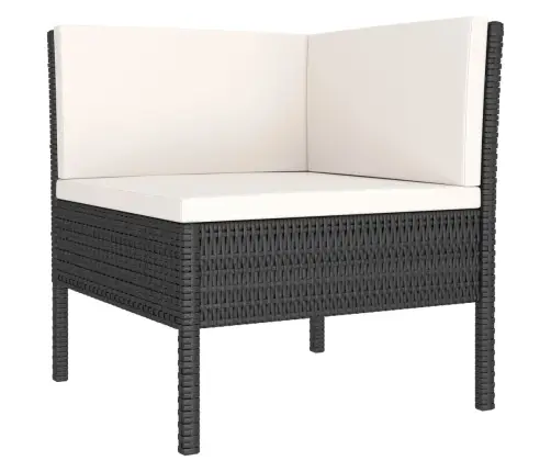 3-Osaline Aiamööblikomplekt Patjadega, Polürotang, Must