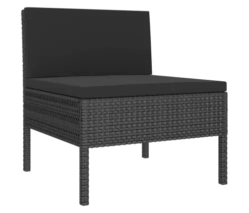 2-Osaline Aiamööblikomplekt Patjadega, Polürotang, Must