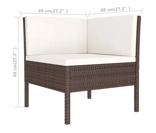 3-Daļīgs Dārza Atpūtas Mēbeļu Komplekts, Brūna Pe Rotangpalma Vidaxl