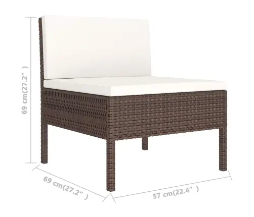 3-Daļīgs Dārza Atpūtas Mēbeļu Komplekts, Brūna Pe Rotangpalma Vidaxl