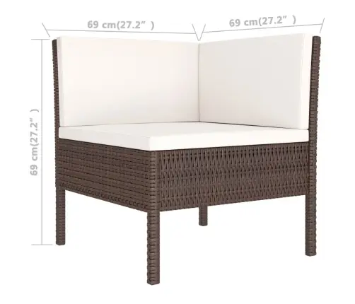 Sodo Komplektas Su Pagalvėlėmis, 2 Dalių, Rudas, Poliratanas