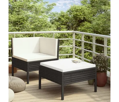 2-Daļīgs Dārza Atpūtas Mēbeļu Komplekts, Pe Rotangpalma, Melns Vidaxl