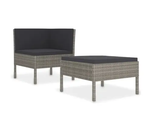 Sodo Komplektas Su Pagalvėlėmis, 2 Dalių, Pilkas, Poliratanas