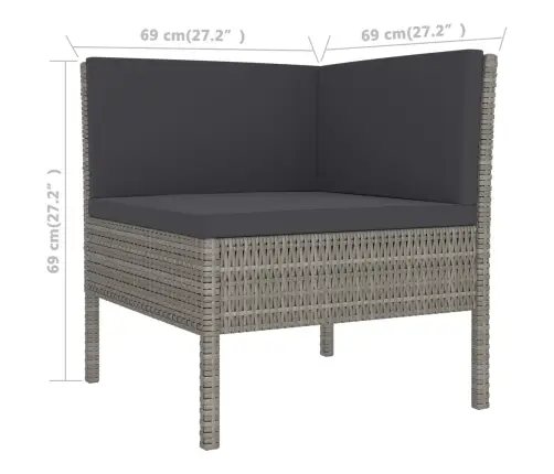 Sodo Komplektas Su Pagalvėlėmis, 2 Dalių, Pilkas, Poliratanas