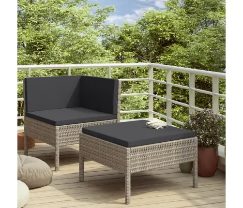 Sodo Komplektas Su Pagalvėlėmis, 2 Dalių, Pilkas, Poliratanas