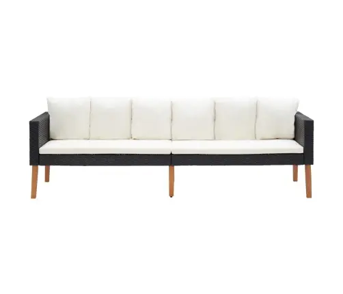 Trīsvietīgs Dārza Dīvāns Ar Matračiem, Melna Pe Rotangpalma Vidaxl