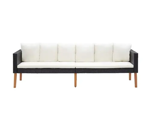 Trīsvietīgs Dārza Dīvāns Ar Matračiem, Melna Pe Rotangpalma Vidaxl