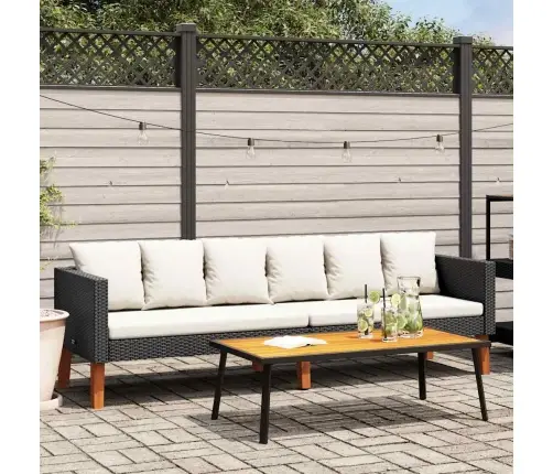 Trīsvietīgs Dārza Dīvāns Ar Matračiem, Melna Pe Rotangpalma Vidaxl