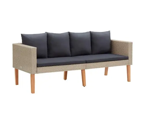 Dvivietė Sodo Sofa Su Pagalvėlėmis, Smėlio Spalvos, Poliratanas