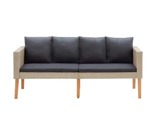 Dvivietė Sodo Sofa Su Pagalvėlėmis, Smėlio Spalvos, Poliratanas
