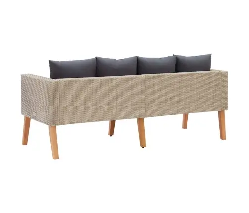 Dvivietė Sodo Sofa Su Pagalvėlėmis, Smėlio Spalvos, Poliratanas