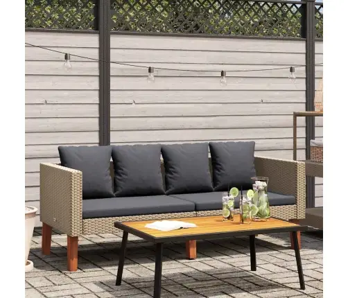 Dvivietė Sodo Sofa Su Pagalvėlėmis, Smėlio Spalvos, Poliratanas