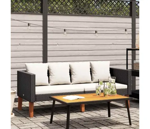 Divvietīgs Dārza Dīvāns Ar Matračiem, Melna Pe Rotangpalma Vidaxl