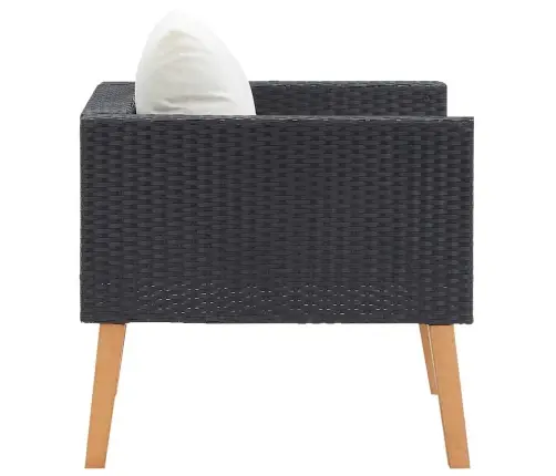 Vienvietė Sodo Sofa Su Pagalvėlėmis, Juoda, Poliratanas Vienvietė Sodo Sofa Su Pagalvėlėmis, Juoda, Poliratanas