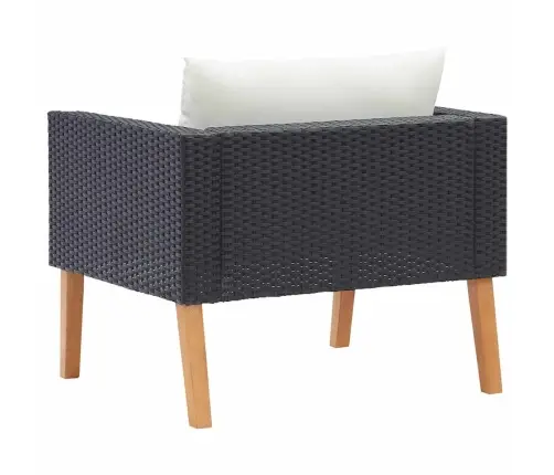 Vienvietė Sodo Sofa Su Pagalvėlėmis, Juoda, Poliratanas Vienvietė Sodo Sofa Su Pagalvėlėmis, Juoda, Poliratanas