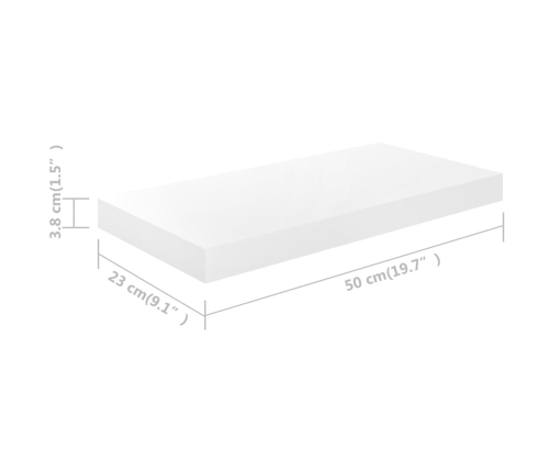Sienas Plaukti, 4 Gab., Spīdīgi Balti, 50X23X3,8 Cm, Mdf Vidaxl