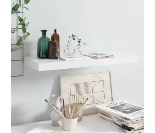Pakabinama Sieninė Lentyna, Balta, 60X23,5X3,8cm Mdf, Blizgi