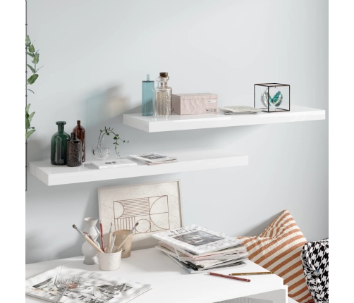 Pakabinamos Lentynos, 2Vnt., Baltos, 80X23,5X3,8cm Mdf