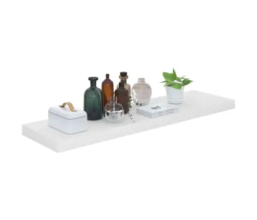 Sienas Plaukts, Spīdīgi Balts, 90X23,5X3,8 Cm, Mdf Vidaxl