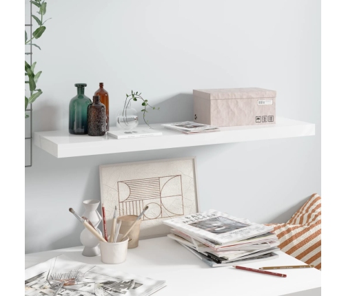 Sienas Plaukts, Spīdīgi Balts, 90X23,5X3,8 Cm, Mdf Vidaxl