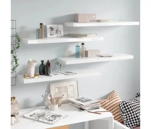 Pakabinamos Lentynos, 4Vnt., Baltos, 90X23,5X3,8cm Mdf