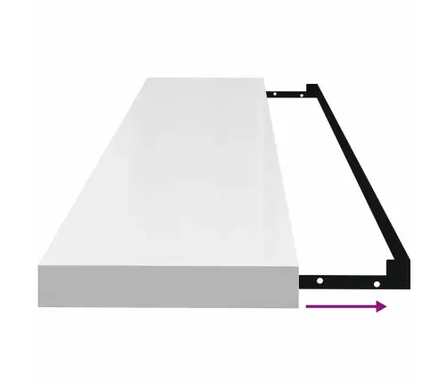 Pakabinamos Lentynos, 2Vnt., Baltos, 120X23,5X3,8cm Mdf