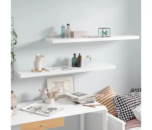 Seinariiulid, 2 Tk, Kõrgläikega Valge, 120X23,5X3,8 Cm Mdf