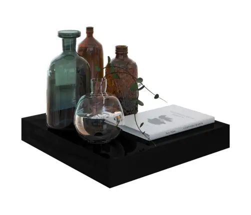 Sienas Plaukti, 2 Gab., Spīdīgi Melni, 23X23,5X3,8 Cm, Mdf Vidaxl