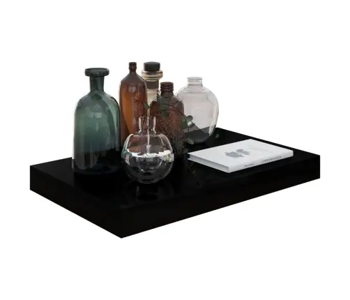 Sienas Plaukti, 2 Gab., Spīdīgi Melni, 40X23X3,8 Cm, Mdf Vidaxl