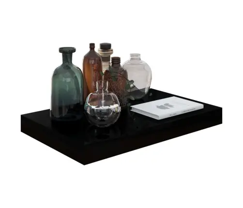 Sienas Plaukti, 4 Gab., Spīdīgi Melni, 40X23X3,8 Cm, Mdf Vidaxl