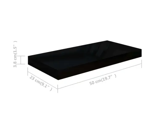 Seinariiul, Kõrgläikega, Must, 50 X 23 X 3,8 Cm Mdf Seinariiul, Kõrgläikega, Must, 50 X 23 X 3,8 Cm Mdf