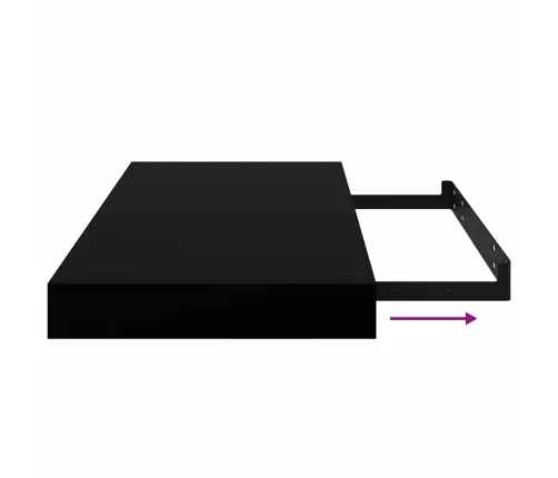 Seinariiulid, 2 Tk, Kõrgläikega, Must, 50 X 23 X 3,8 Cm Mdf