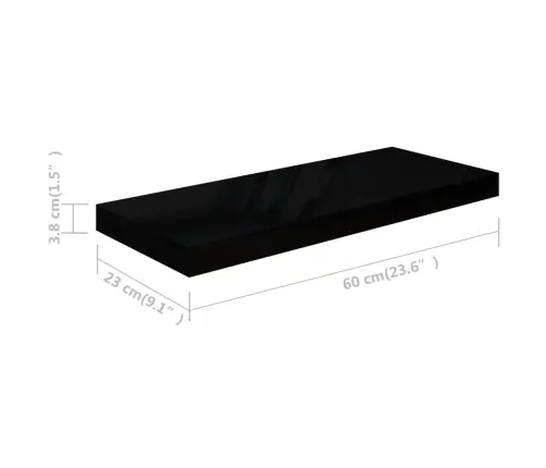Pakabinamos Lentynos, 4Vnt., Juodos, 60X23,5X3,8cm Mdf Pakabinamos Lentynos, 4Vnt., Juodos, 60X23,5X3,8cm Mdf