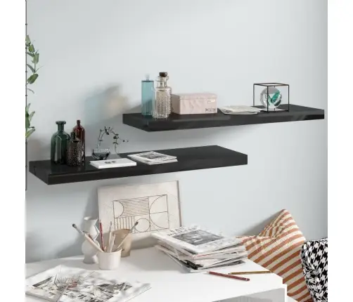 Sienas Plaukti, 2 Gab., Spīdīgi Melni, 80X23,5X3,8 Cm, Mdf Vidaxl