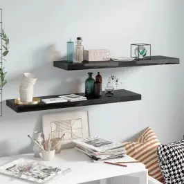 Seinariiulid, 2 Tk, Kõrgläikega, Must, 90 X 23,5 X 3,8 Cm Mdf