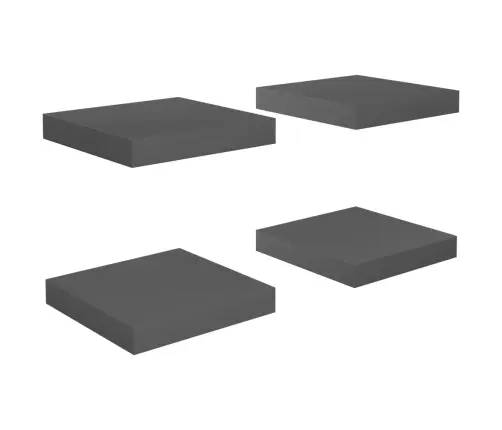 Sienas Plaukti, 4 Gab., Spīdīgi Pelēki, 23X23,5X3,8 Cm, Mdf Vidaxl