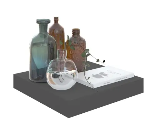 Sienas Plaukti, 4 Gab., Spīdīgi Pelēki, 23X23,5X3,8 Cm, Mdf Vidaxl