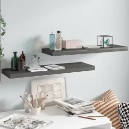 Pakabinamos Lentynos, 2Vnt., Pilkos, 80X23,5X3,8cm Mdf