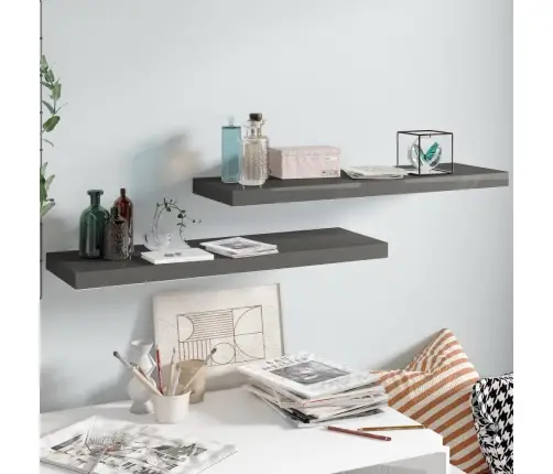 Pakabinamos Lentynos, 2Vnt., Pilkos, 80X23,5X3,8cm Mdf