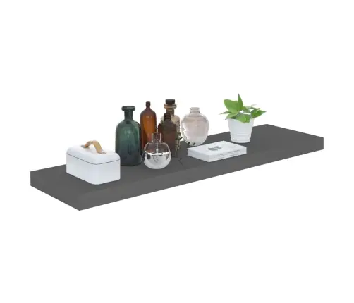 Sienas Plaukti, 2 Gab., Spīdīgi Pelēki, 90X23,5X3,8 Cm, Mdf Vidaxl