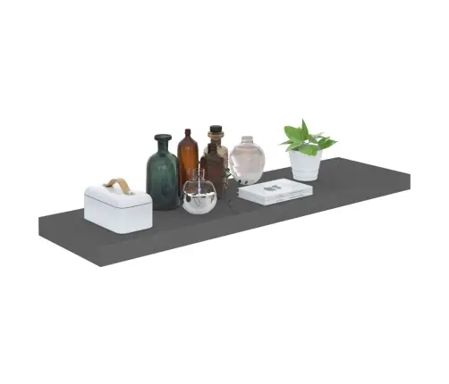 Sienas Plaukti, 4 Gab., Spīdīgi Pelēki, 90X23,5X3,8 Cm, Mdf Vidaxl