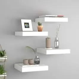 Pakabinamos Lentynos, 4Vnt., Baltos, 23X23,5X3,8cm Mdf