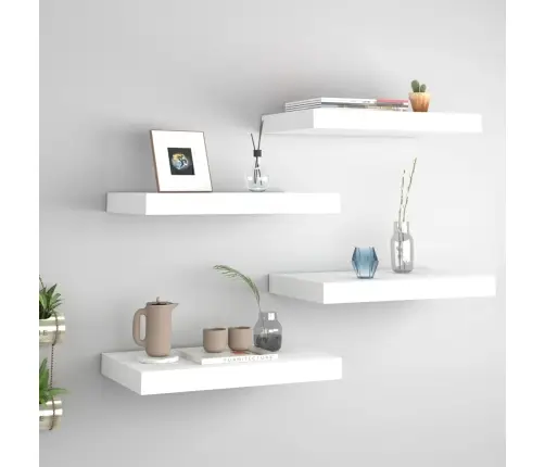 Seinariiulid, 4 Tk, Valge, 40 X 23 X 3,8 Cm Mdf